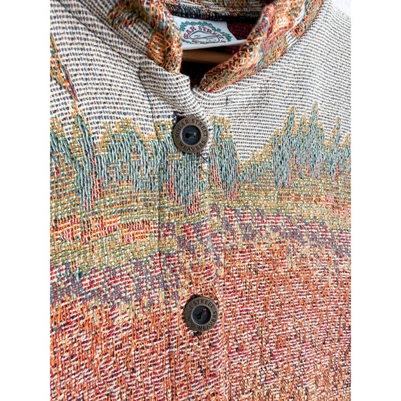 Sugar Street Weavers Vintage Rooster Tapestry Jacket Woven Button Cardigan - Picture 4 of 7